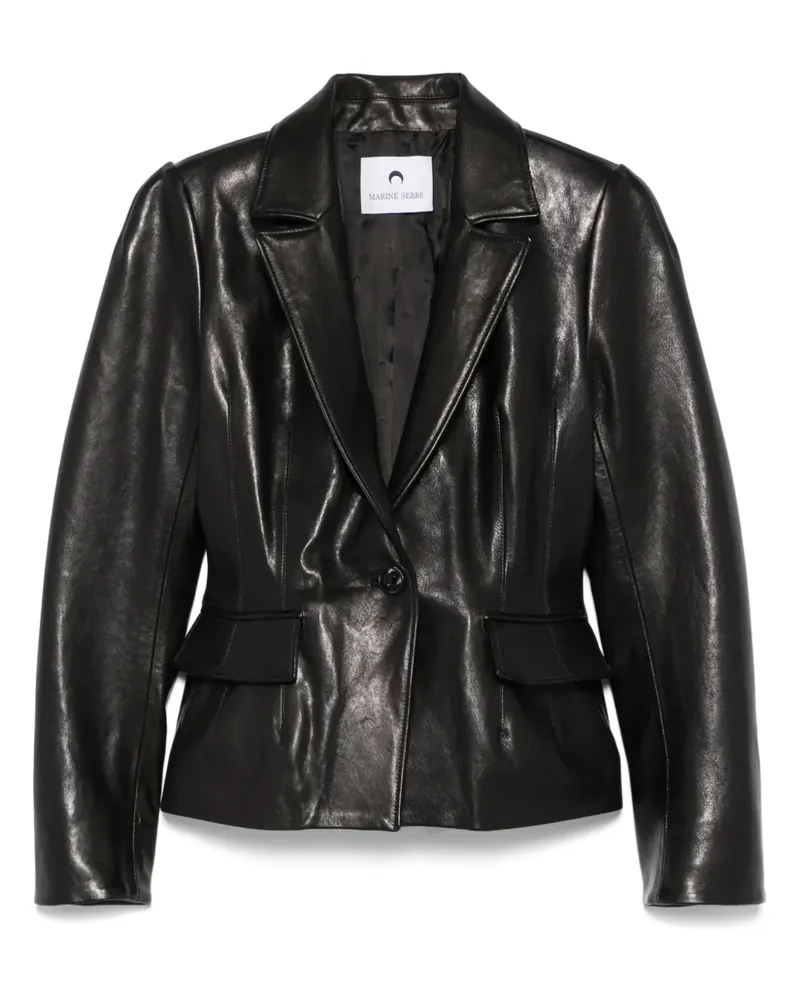 Marine Serre Klassische Lederjacke - Schwarz Schwarz
