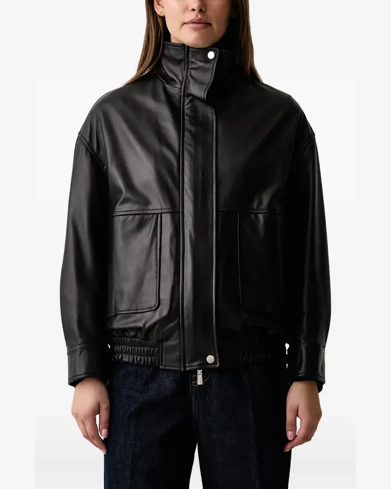 Kaos high-neck leather jacket - Schwarz Schwarz