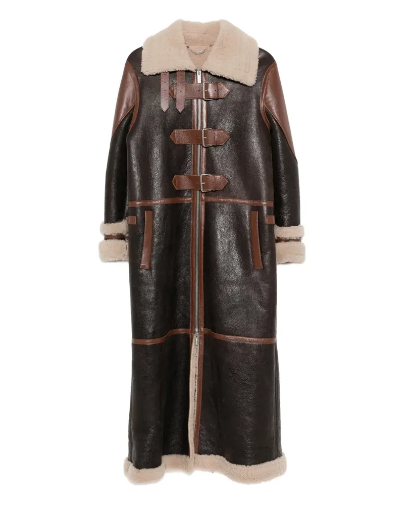 Blumarine Mantel aus Shearling mit Schnallenverschluss - Braun Braun