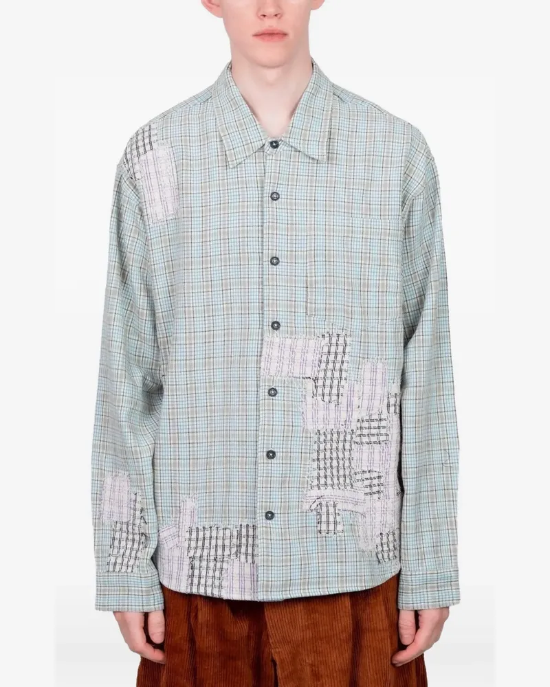 STORY mfg. patchwork plaid shirt - Blau Blau