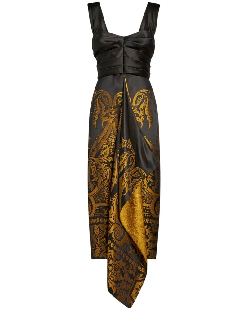 Etro Midikleid aus Jacquard - Schwarz Schwarz