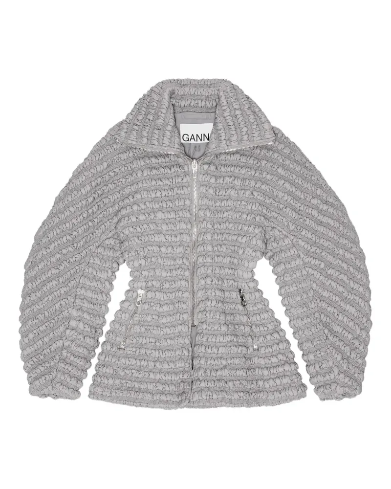 Ganni Texturierte Kapuzenjacke - Grau Grau