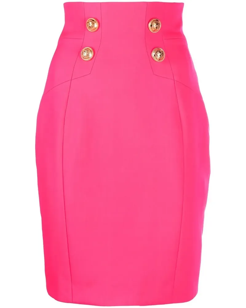 Balmain Bleistiftrock mit Logo-Knöpfen - Rosa Rosa