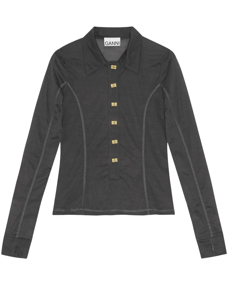 Ganni Semi-transparentes Oberteil - Grau Grau
