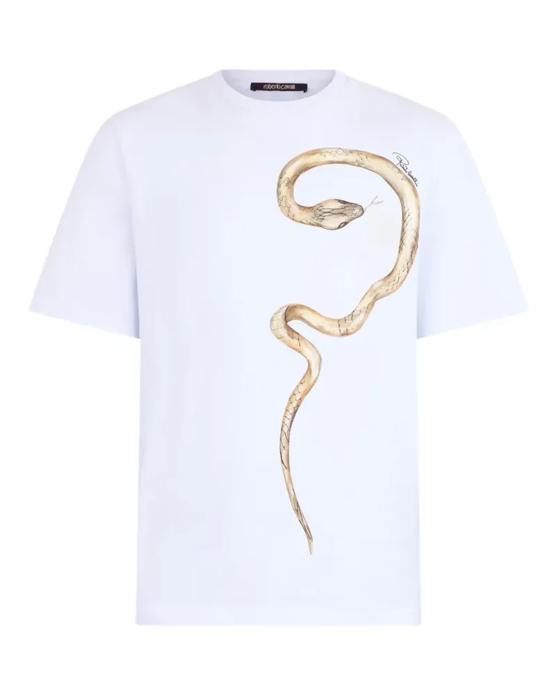 Roberto Cavalli T-Shirt mit Schlangenprint - Weiß Weiß