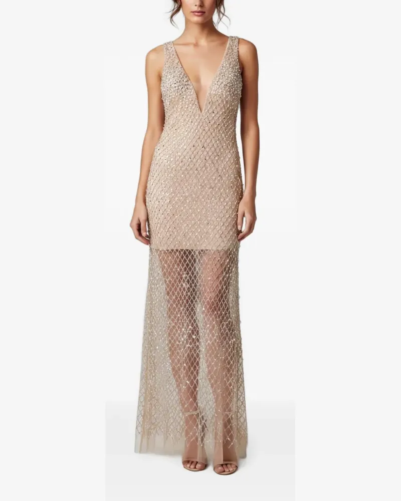 Elisabetta Franchi V-neck maxi dress - Nude Nude