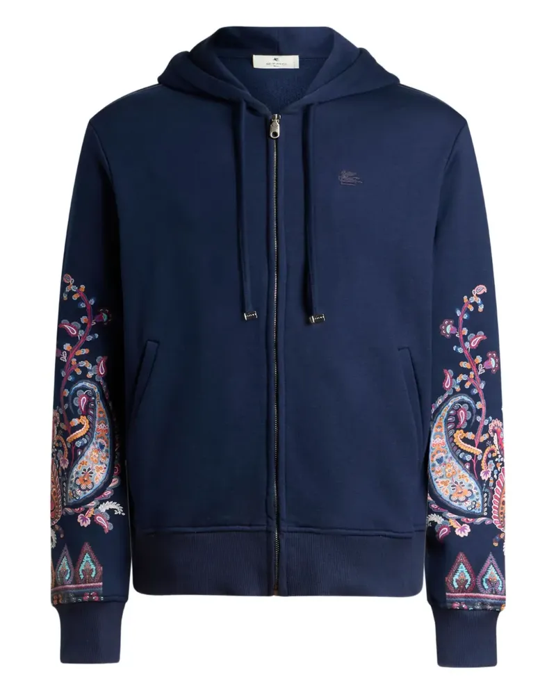 Etro floral paisley-print hoodie - Blau Blau