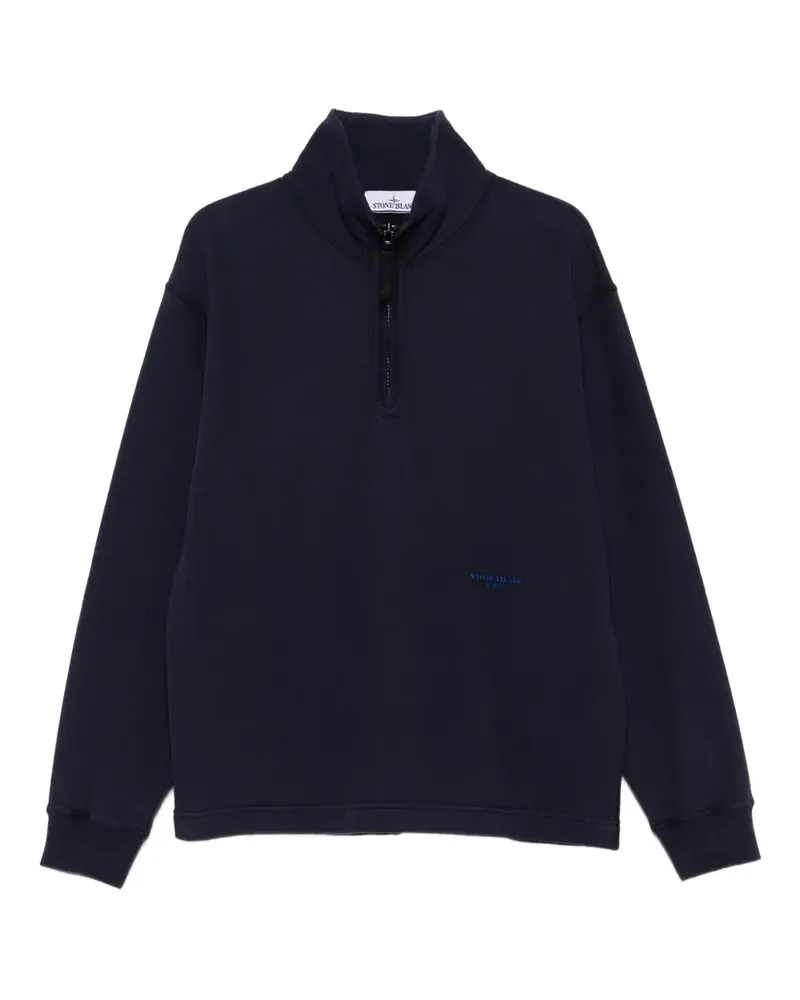 Stone Island Fleece-Poloshirt mit kurzem Reißverschluss - Blau Blau