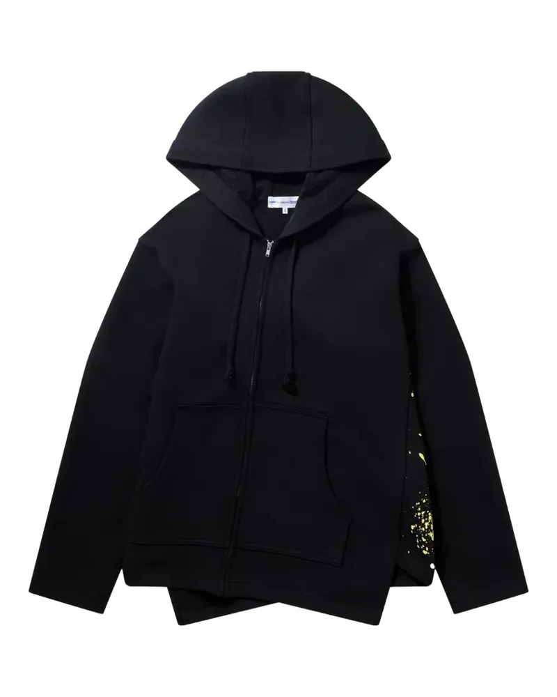 Comme des Garçons Asymmetrischer Hoodie mit Farbklecksen - Schwarz Schwarz