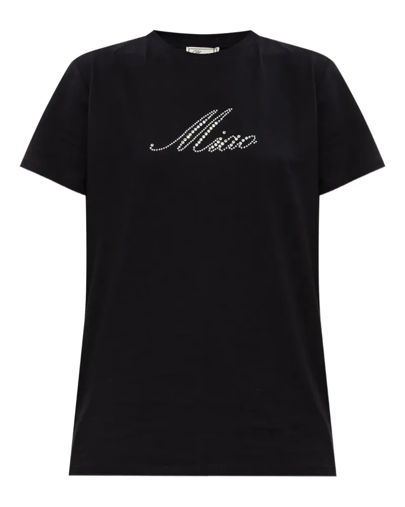 Blumarine T-Shirt mit Kristallen - Schwarz Schwarz