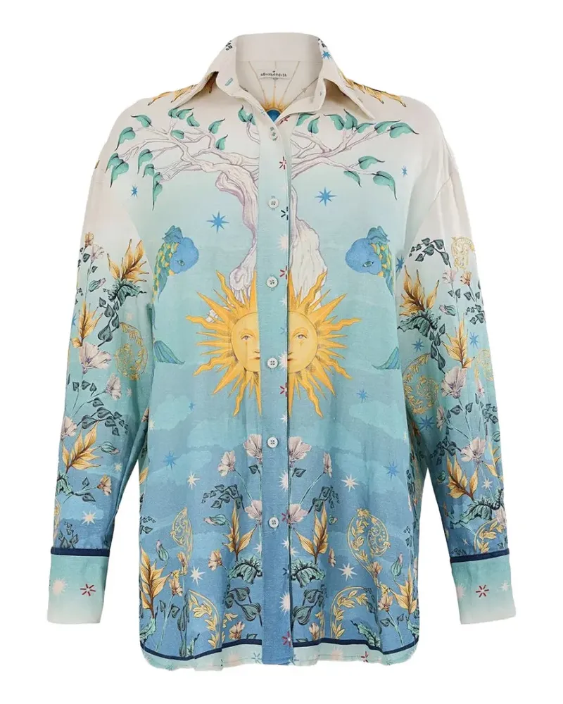 AGUA BENDITA Nader Anastasia graphic-print button-up shirt - Blau Blau