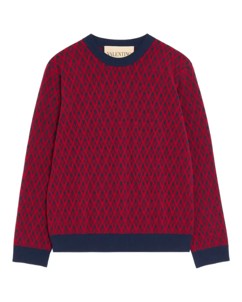 Valentino Garavani crew-neck wool jumper with Toute La V jacquard pattern - Rot Rot