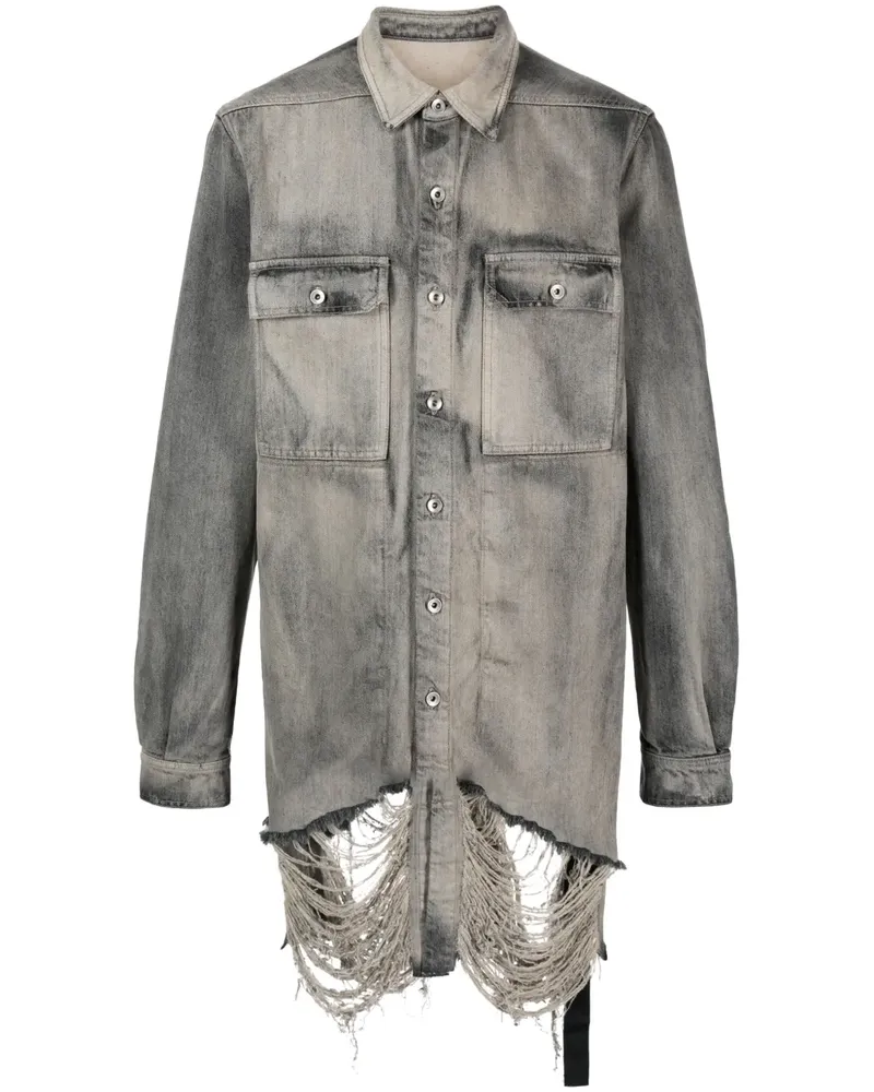 DRKSHDW by Rick Owens Hemd mit Distressed-Detail - Grau Grau