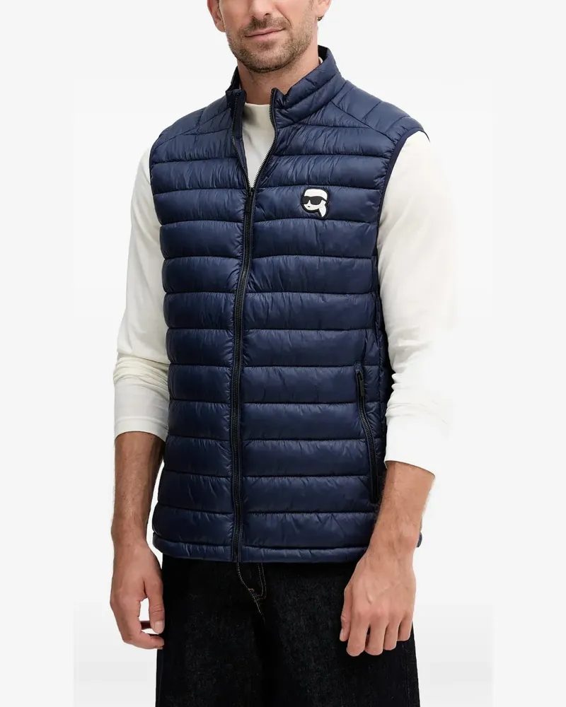 Karl Lagerfeld logo-patch zip-up waistcoats - Blau Blau