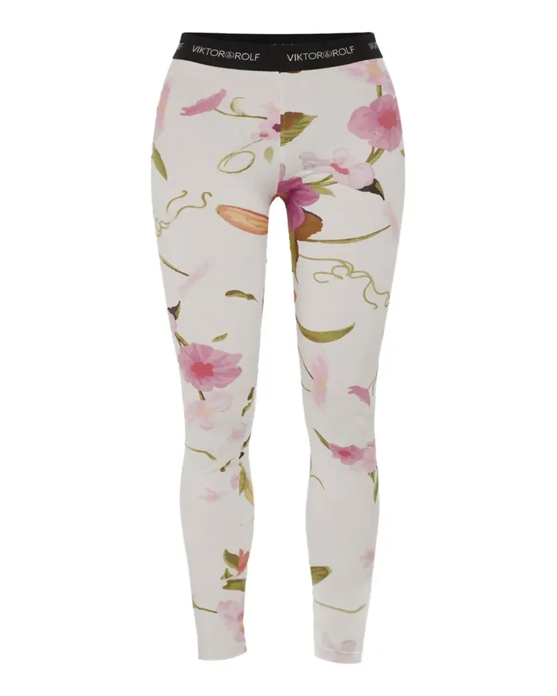 Viktor & Rolf floral-print sheer leggings - Weiß Weiß