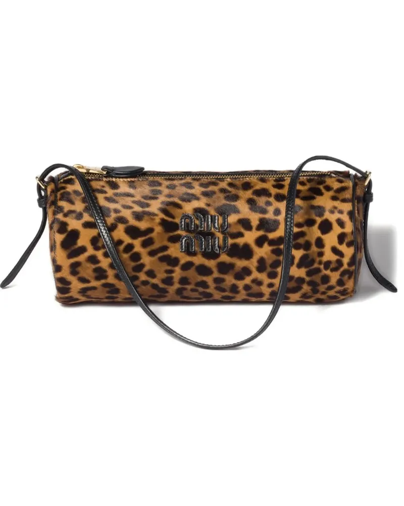 Miu Miu Schultertasche mit Animal-Print - Braun Braun