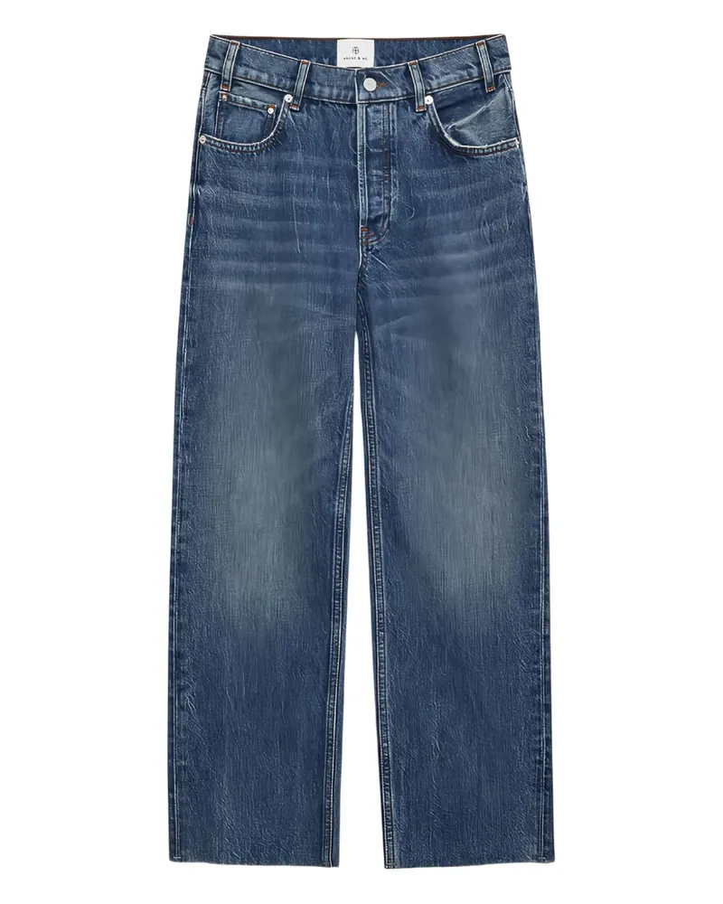 Anine Bing Gavin button frayed jeans - Blau Blau