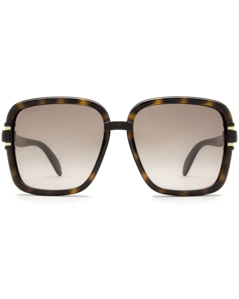 Gucci Eckige Sonnenbrille in Schildpattoptik - Braun Braun