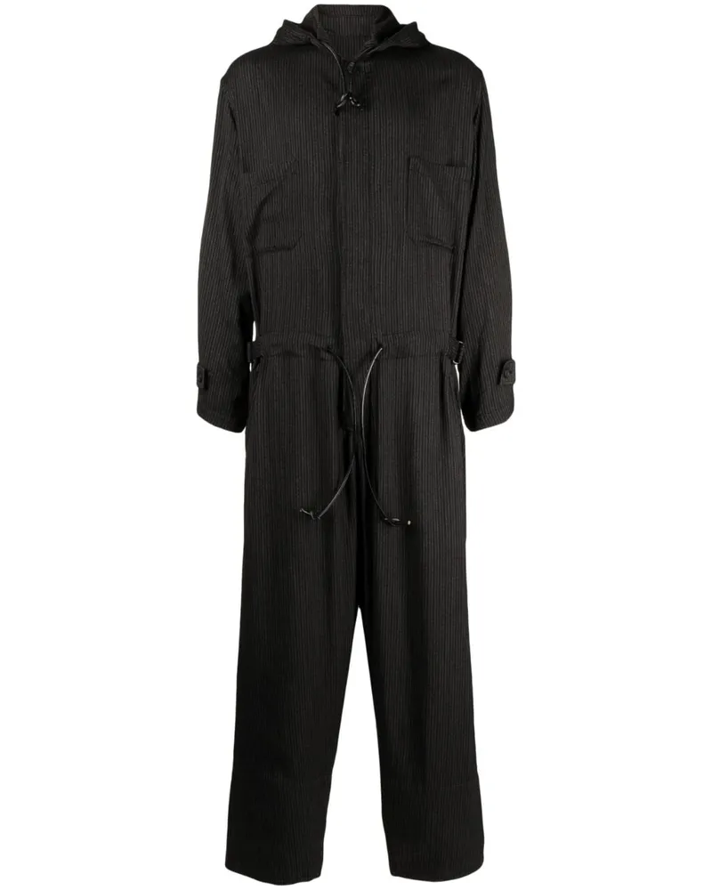 Yohji Yamamoto Overall mit Kapuze - Schwarz Schwarz