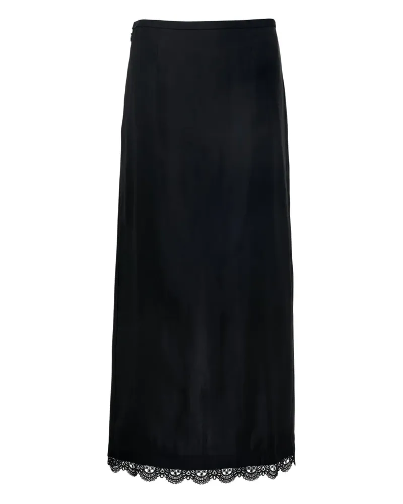 Renli Su lace-detailing wool skirt - Schwarz Schwarz