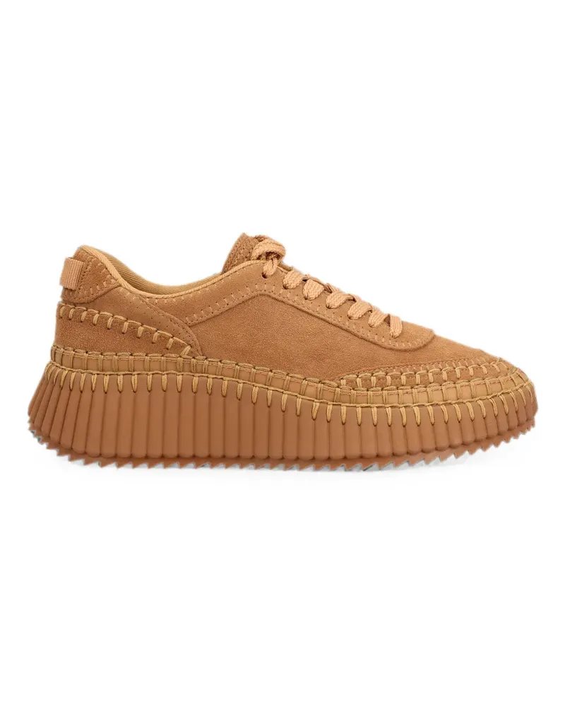 Chloé Nama hand-stitched suede sneakers - Nude Nude