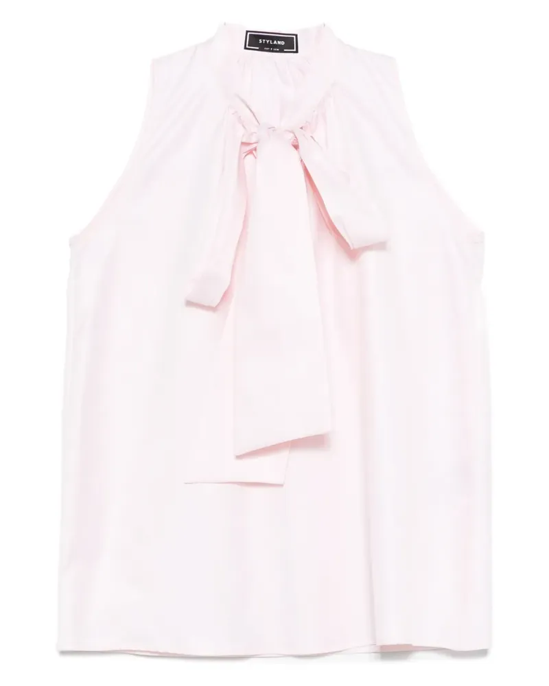 STYLAND Top mit Schleifenkragen - Rosa Rosa
