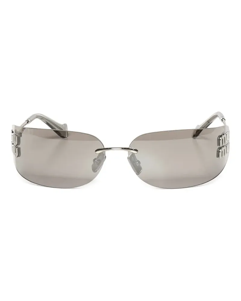 Miu Miu rimless logo-plaque sunglasses - Grau Grau