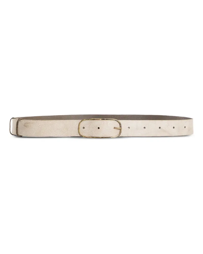 Ziggy Chen oval-buckle leather belt - Nude Nude