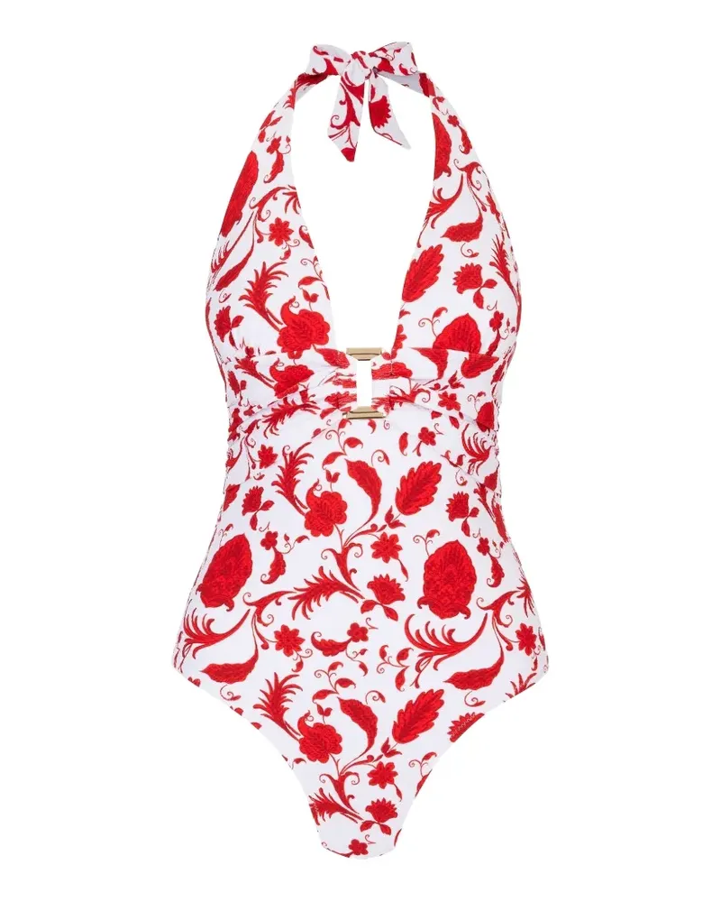 Heidi Klein Evia floral-print halterneck swimsuit - Weiß Weiß