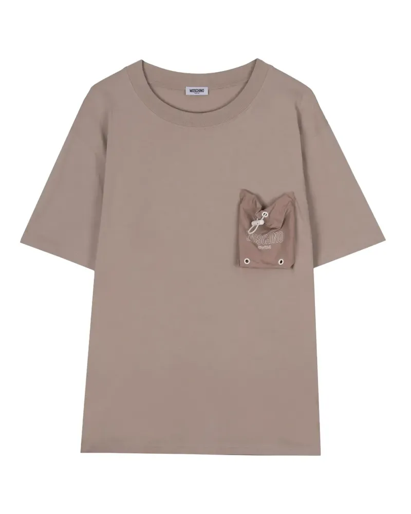 Moschino drawstring-pocket T-shirt - Braun Braun