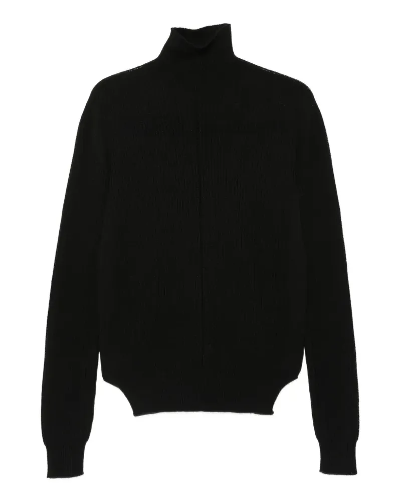 Rick Owens Gerippter Fisherman Rollkragenpullover - Schwarz Schwarz