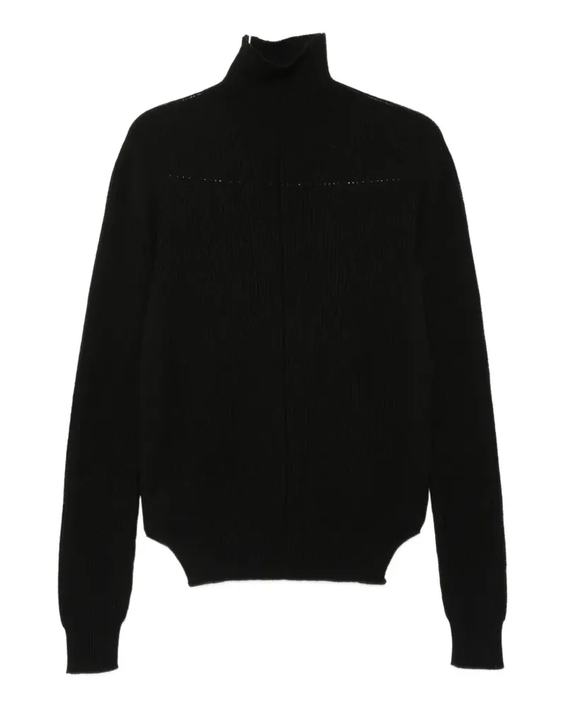 Rick Owens Gerippter Fisherman Rollkragenpullover - Schwarz Schwarz