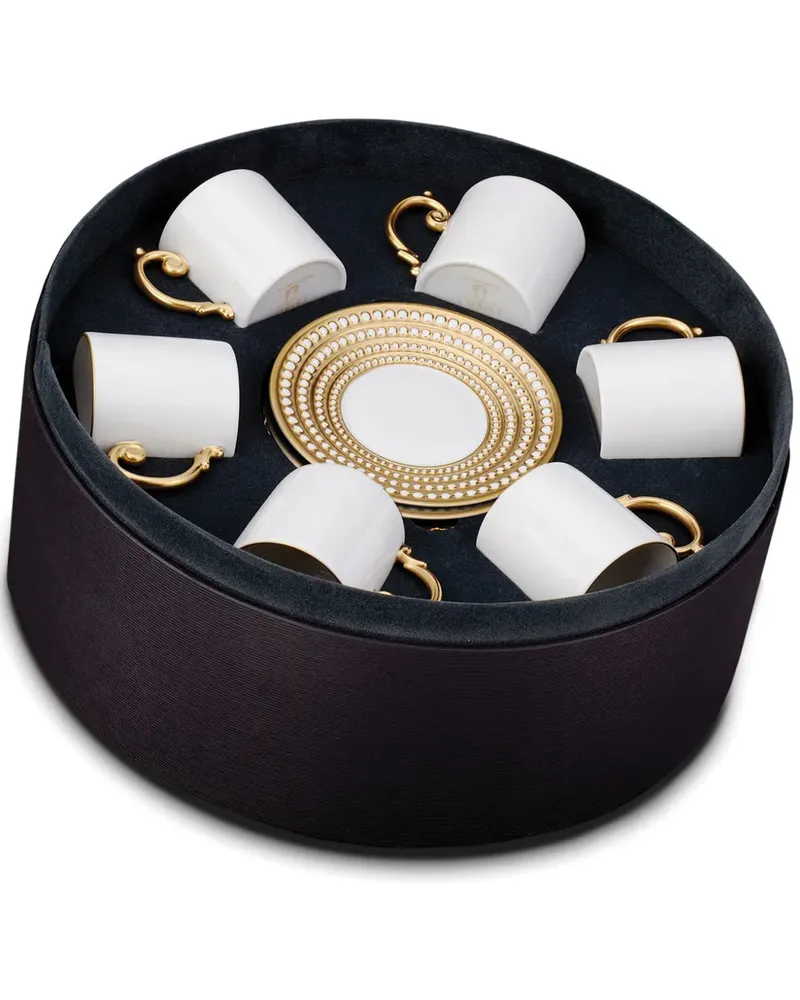 L’OBJET Perlee Espressotasse mit Untersetzer (6er-Set) - Weiß Weiß