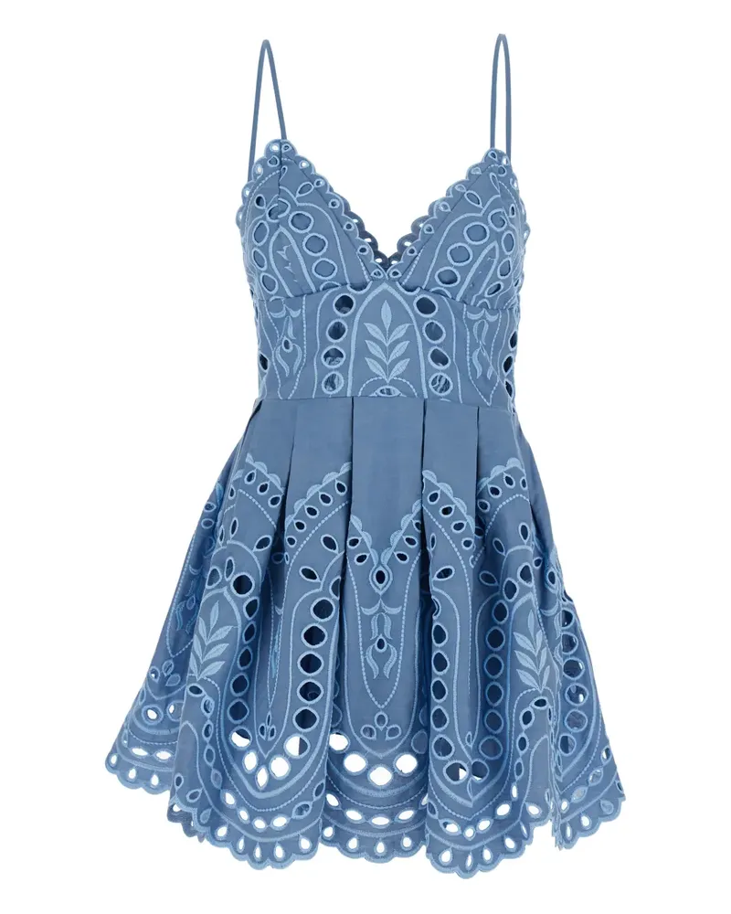 Charo Ruiz eyelet-design V-neck mini dress - Blau Blau