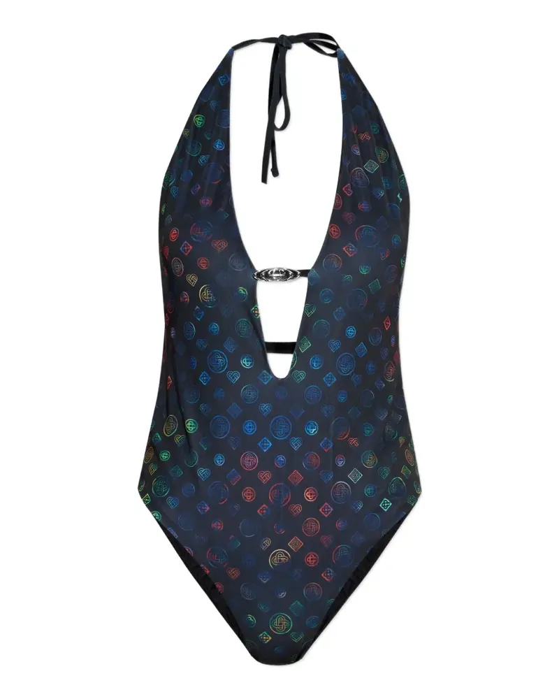 Casablanca Paris monogram cut-out swimsuit - Blau Blau
