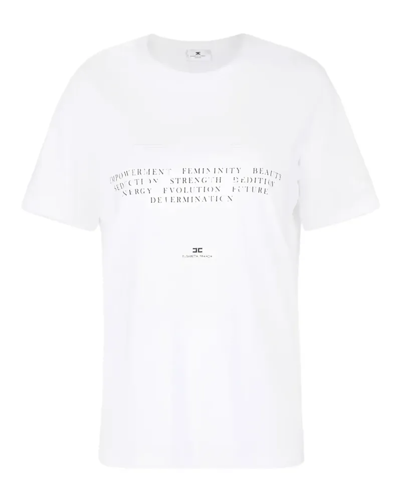 Elisabetta Franchi T-Shirt mit Logo-Stickerei - Weiß Weiß