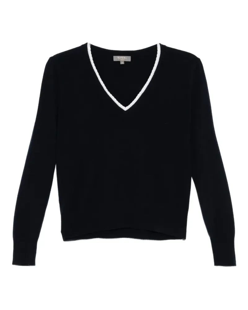 N.Peal Pullover mit V-Ausschnitt - Blau Blau