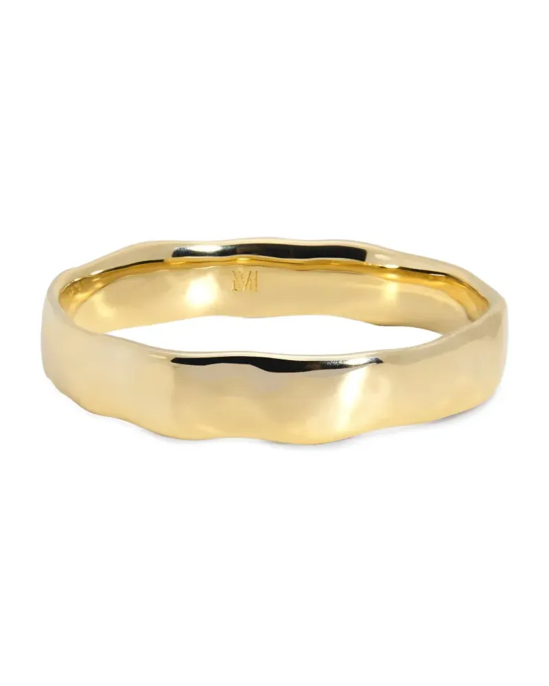 Monica Vinader Breiter Ring mit gehämmertem Design - Gold Gold