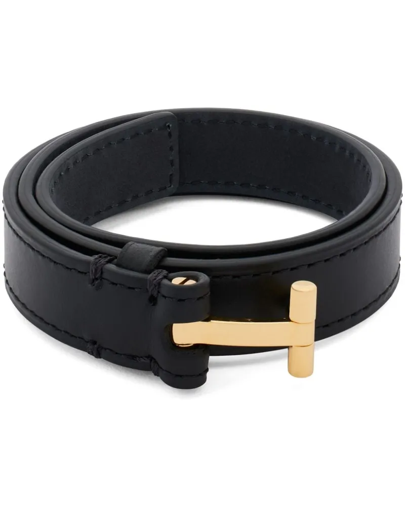 Tom Ford Lederarmband mit T-Scharnier - Schwarz Schwarz