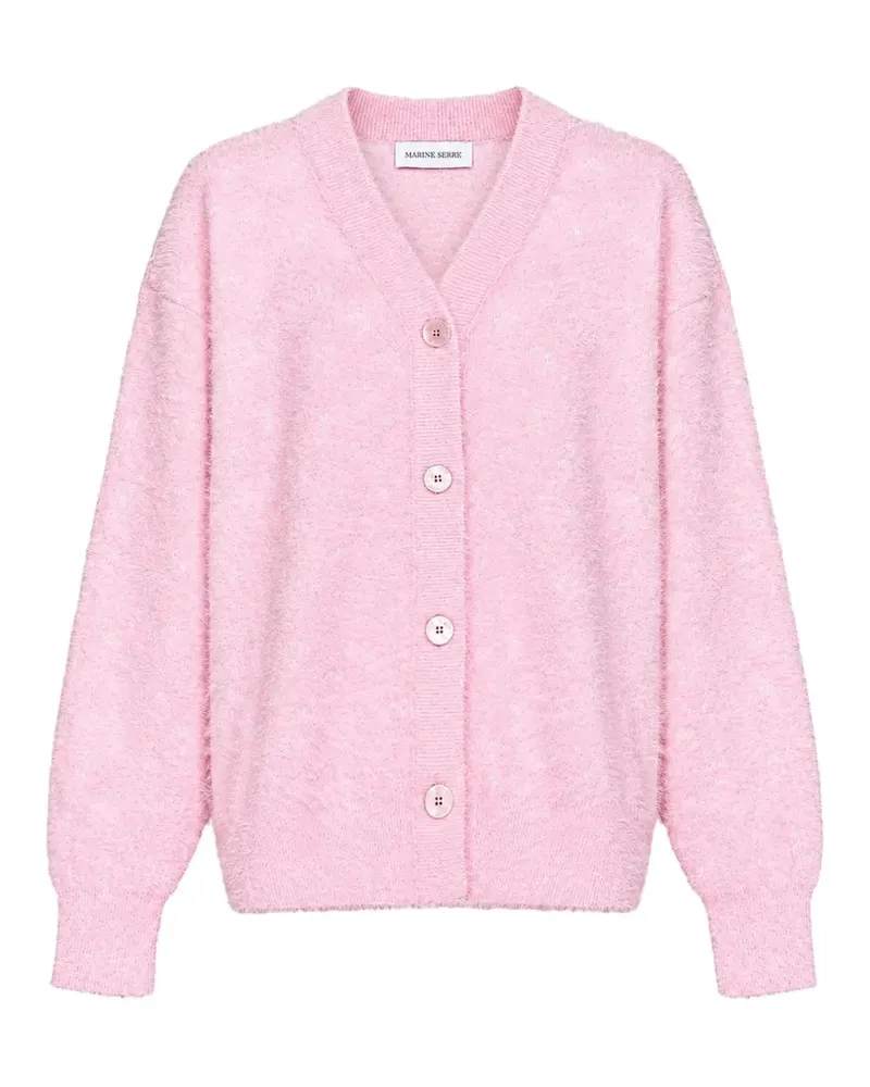 Marine Serre fluffy Moon jacquard knit long-sleeves cardigan - Rosa Rosa