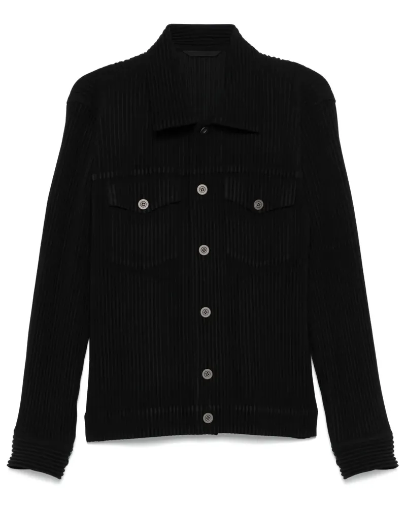 Issey Miyake Plissierte Jacke - Schwarz Schwarz