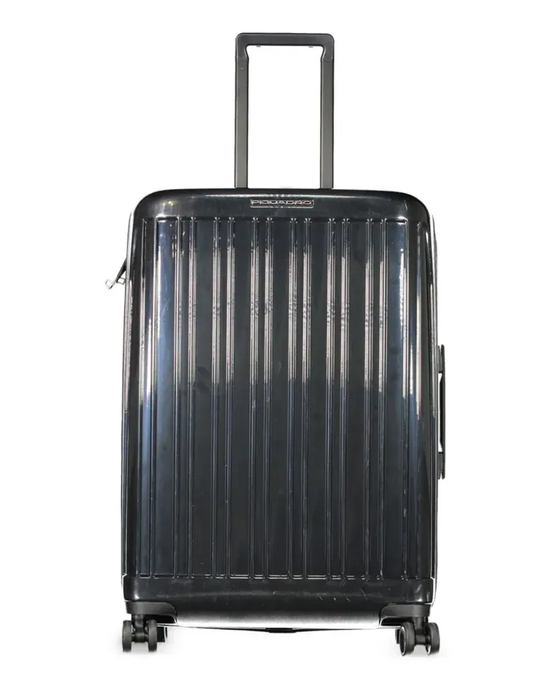 Piquadro ribbed glossy trolley - Schwarz Schwarz
