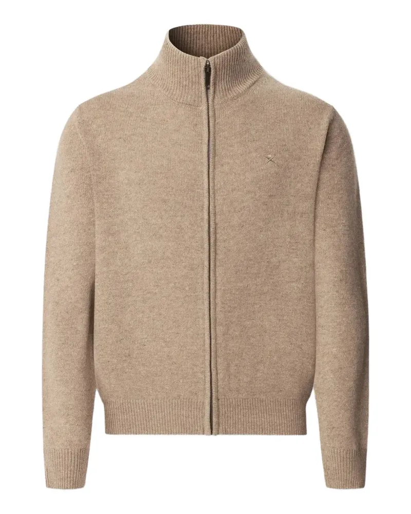 Hackett zip ribbed knit cardigan - Nude Nude