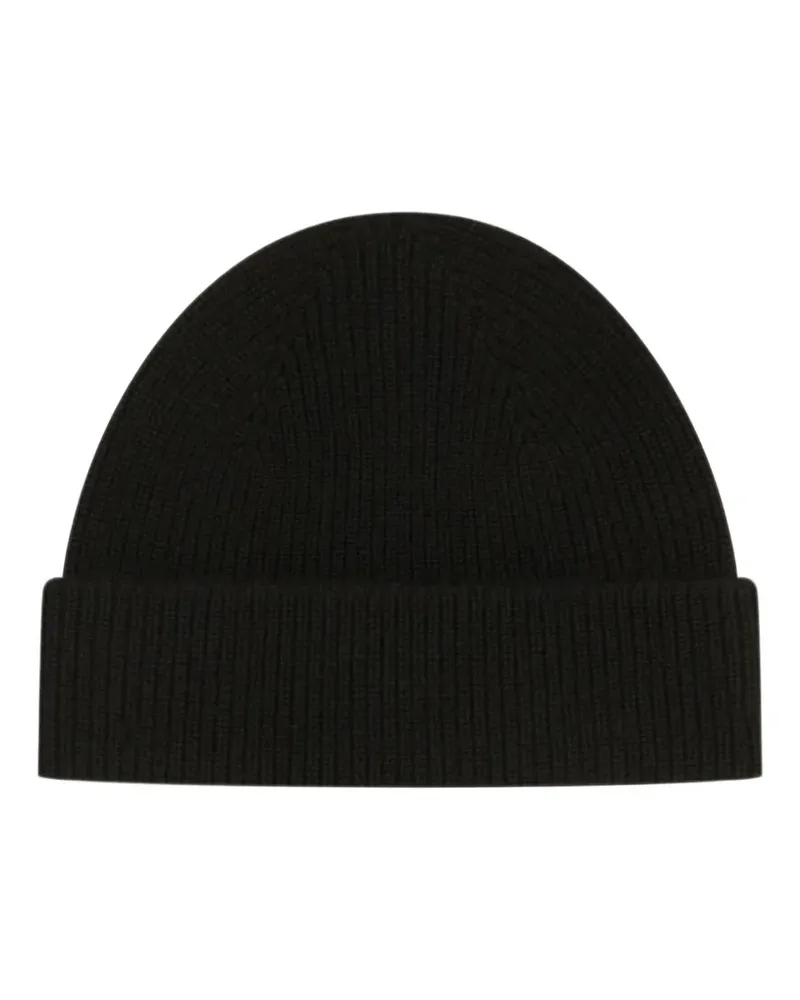 Ermenegildo Zegna Gerippte Beanie mit Streifenbesatz - Schwarz Schwarz