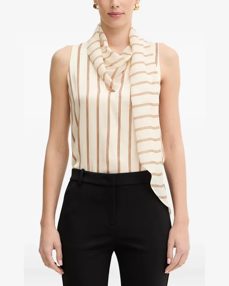 Simona Corsellini striped scarf-detail blouse - Nude Nude
