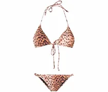 Scrunchie Triangel-Bikini mit Geparden-Print - Braun