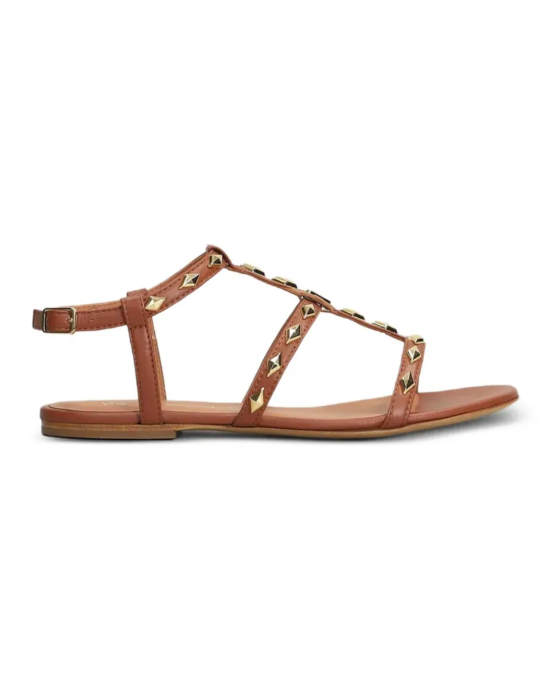 Via Roma 15 stud-embellished leather sandals - Nude Nude