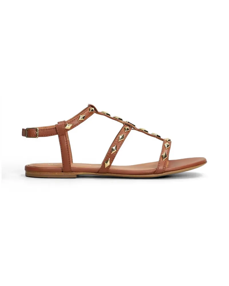Via Roma 15 stud-embellished leather sandals - Nude Nude