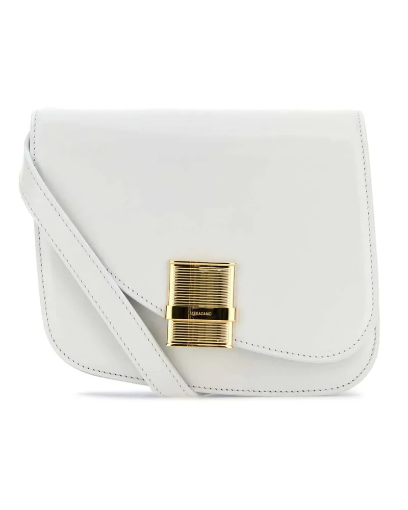 Ferragamo Kleine Fiamma Umhängetasche - White/Sky blue/Cement White