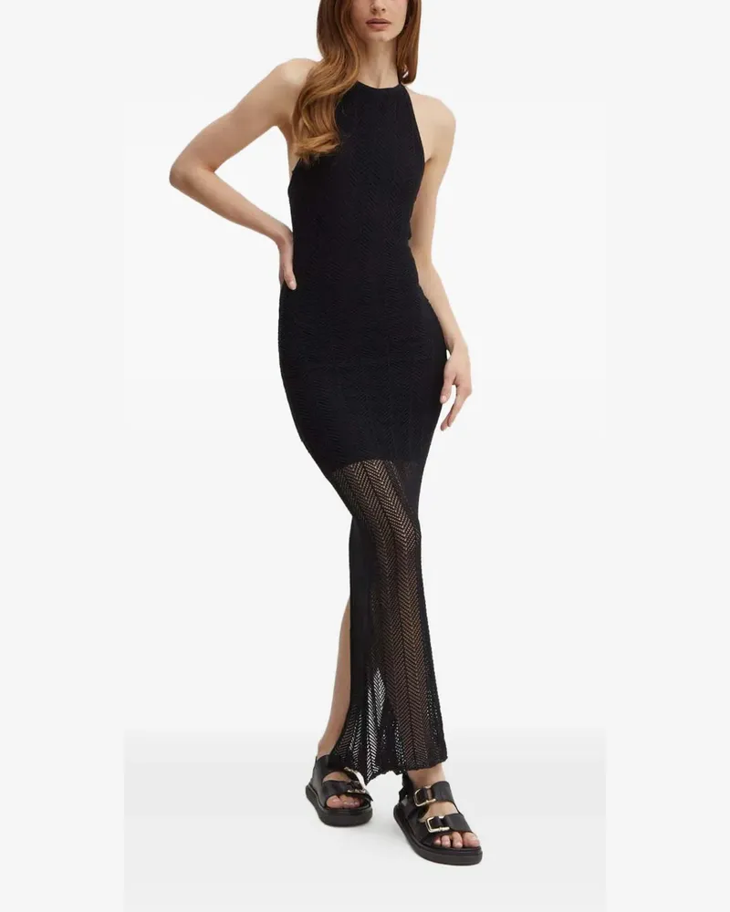 Guess Neckholder-Maxikleid mit Zickzackmuster - Schwarz Schwarz